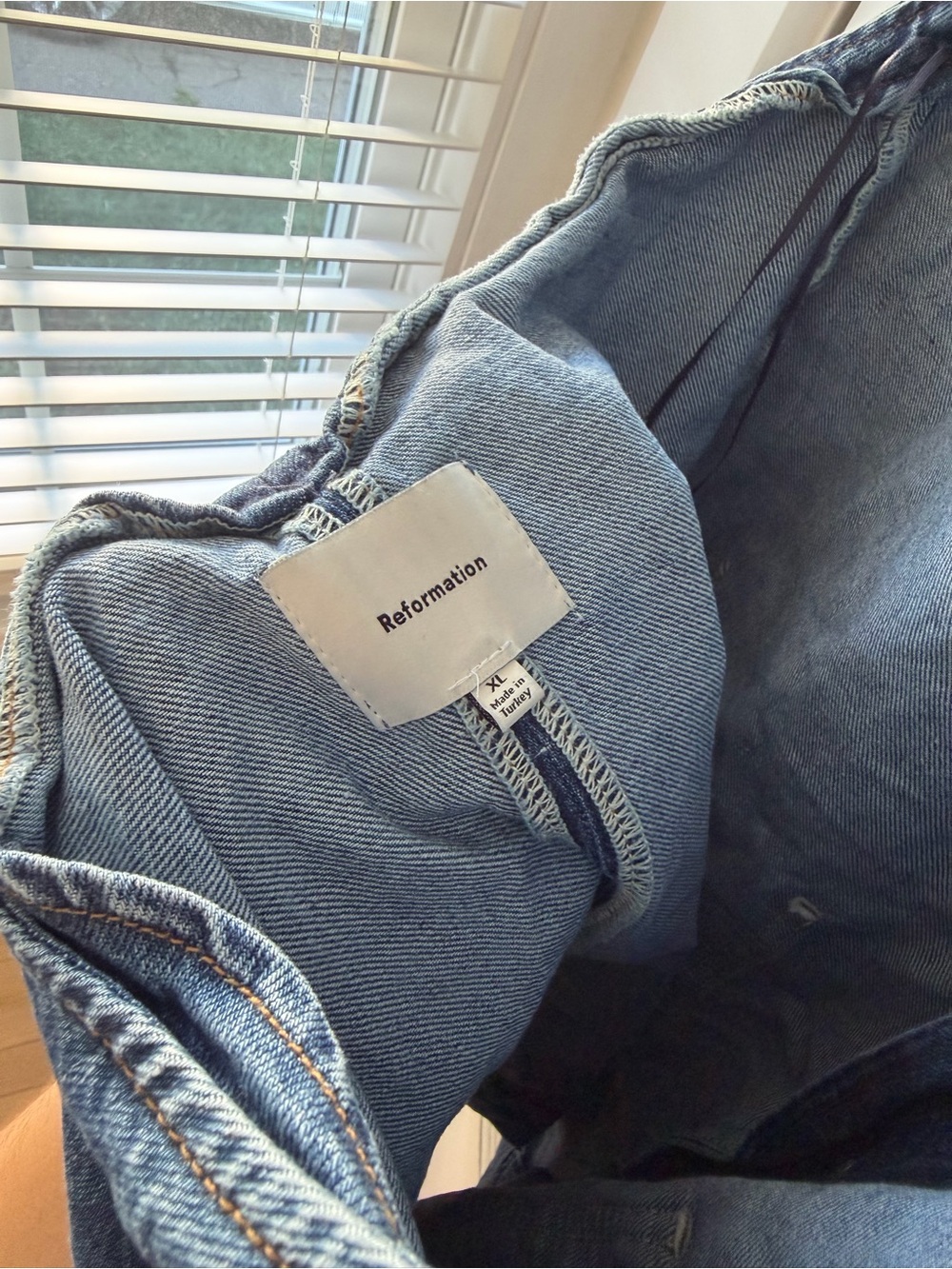 REFORMATION BRITTANY HALTER DENIM MINI DRESS - Picture 4 of 5